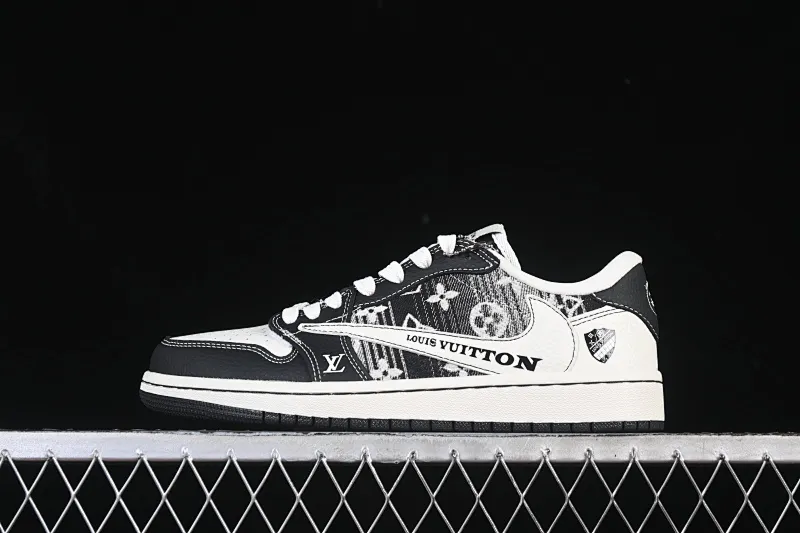All categories Air Jordan Jordan series basketball shoes Air Jordan 1 Low High-end customized low-top sneakers Travis Scott x Fragment Design x Air Jordan 1 Low OG SP AJ1 Joe 1 LV joint black and white denim low-top cultural casual sneakers SC0601-052